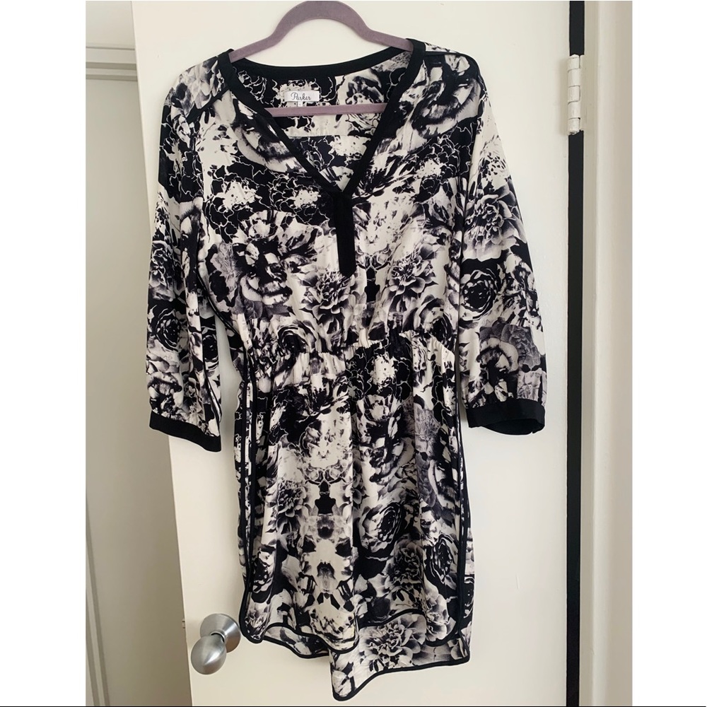 Parker 100% Silk Print Dress, Large